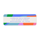 ブライトカラフル抽象芸術アートシャワー差出人住所 ラベル (正面)