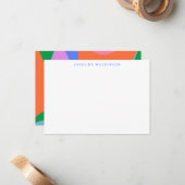 ブライトカラフル抽象芸術アート名前をカスタムする ノートカード (正面/裏面インサイチュ)