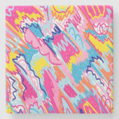 ブライトカラフル抽象芸術アート ストーンコースター (正面)