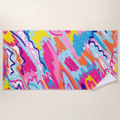 ブライトカラフル抽象芸術アート ビーチタオル (正面)