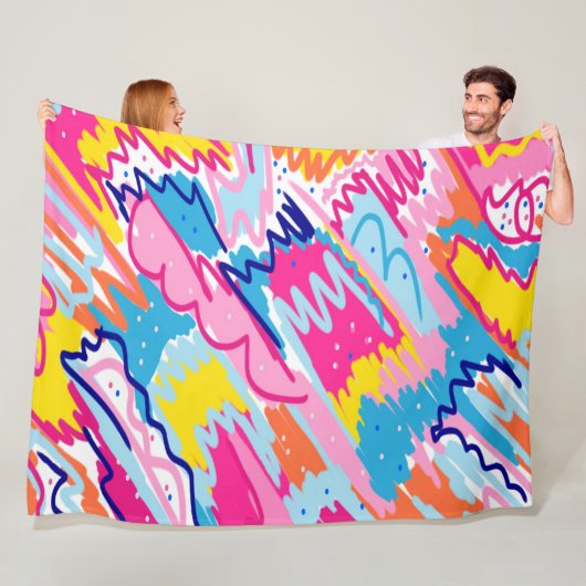 ブライトカラフル抽象芸術アート フリースブランケット (インサイチュ)