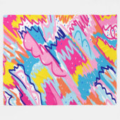 ブライトカラフル抽象芸術アート フリースブランケット (正面(横))