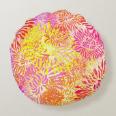 ブライトカラフル春フラワープリント ラウンドクッション (裏面)