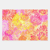 ブライトカラフル春フラワープリント ラッピングペーパーシート (正面3)