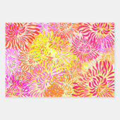 ブライトカラフル春フラワープリント ラッピングペーパーシート (正面)