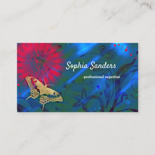 ブライトカラフル芸術的バタフライ名刺 名刺 (正面)