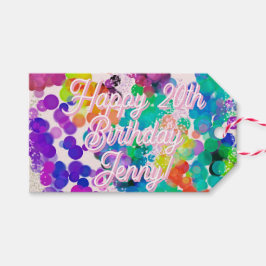 ブライトカラフル《写真》ぼけ味タイポグラフィ誕生日フェスティバル ギフトタグ