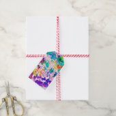 ブライトカラフル《写真》ぼけ味タイポグラフィ誕生日フェスティバル ギフトタグ (より糸付き)