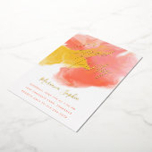 ブライトカラーウォッシュコーラルイエローグラードパーティー金ゴールド 箔招待状 (回転した状態)