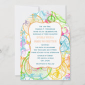 ブライトカラースタイライズドヴィンテージ結婚自転車 招待状 (正面)