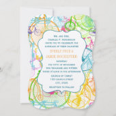 ブライトカラースタイライズドヴィンテージ結婚自転車 招待状 (正面)