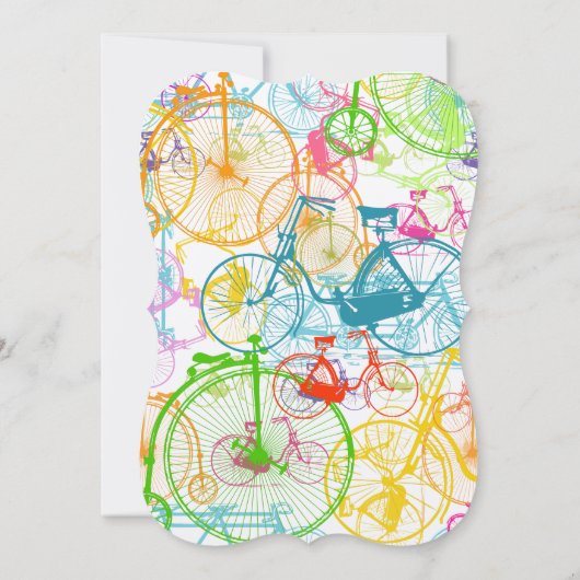 ブライトカラースタイライズドヴィンテージ結婚自転車 招待状 (裏面)