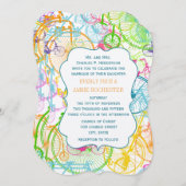 ブライトカラースタイライズドヴィンテージ結婚自転車 招待状 (正面/裏面)