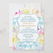 ブライトカラースタイライズドヴィンテージ結婚自転車 招待状 (正面)