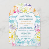 ブライトカラースタイライズドヴィンテージ結婚自転車 招待状 (正面/裏面)