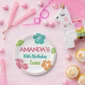 ブライトカラーズアイランドルアウ(ハワイ式宴会)誕生日パーティー ペーパープレート (パーティー)