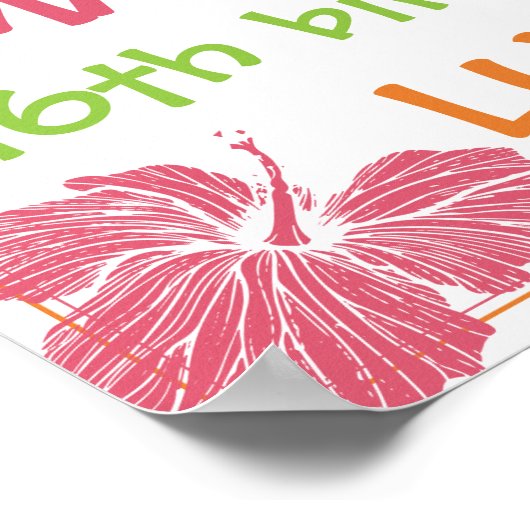 ブライトカラーズアイランドルアウ（ハワイ式宴会）誕生日パーティー ポスター (角)