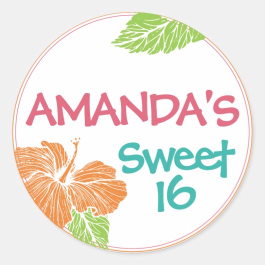 ブライトカラーズアイランドルアウ(ハワイ式宴会)誕生日パーティー ラウンドシール (正面)