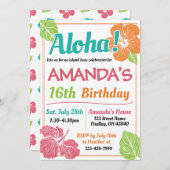 ブライトカラーズアイランドルアウ（ハワイ式宴会）誕生日パーティー 招待状 (正面/裏面)