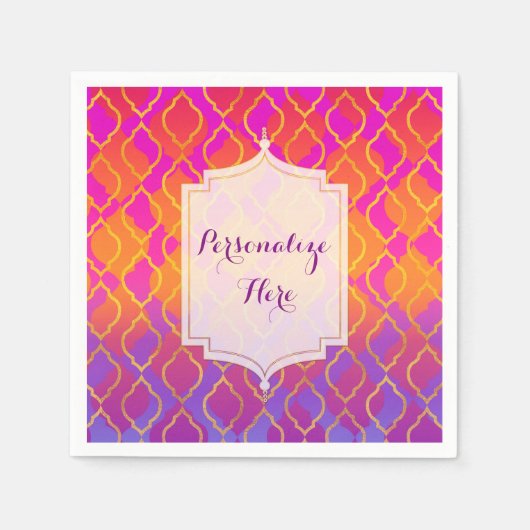 ブライトカラーズアラビアンモロッコグラムインディアンパーティー スタンダードカクテルナプキン (正面)