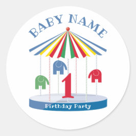 ブライトカラーズエレファント回転木馬第1パーティー ラウンドシール