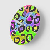 ブライトカラーズチータヒョウ印刷スポットカスタム ラウンド壁時計 (傾斜)