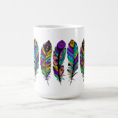 ブライトカラーズトライバル羽根イラストレーション コーヒーマグカップ (中央)
