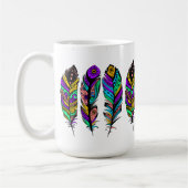 ブライトカラーズトライバル羽根イラストレーション コーヒーマグカップ (左)