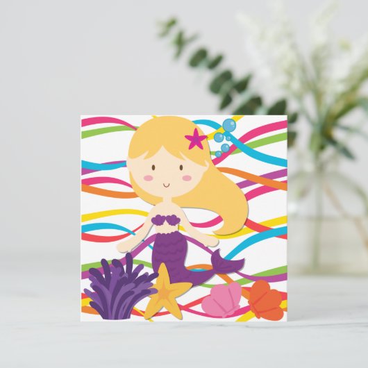 ブライトカラーズマーメイド誕生日招待状 招待状 (スタンド正面)