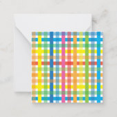 ブライトカラープレイドハッピーバースデーギフトエンクロージャー ノートカード (裏面)