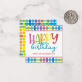 ブライトカラープレイドハッピーバースデーギフトエンクロージャー ノートカード (正面/裏面インサイチュ)