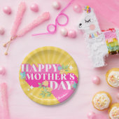 ブライトカラーレトロタイポグラフィハッピーマザーズ ペーパープレート (パーティー)