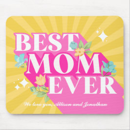 ブライトカラーレトロ最高のタイポグラフィマママエバー マウスパッド