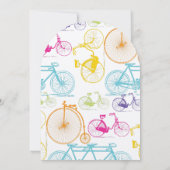 ブライトカラーヴィンテージ自転車パタ結婚ーン 招待状 (裏面)