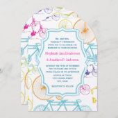 ブライトカラーヴィンテージ自転車パタ結婚ーン 招待状 (正面/裏面)