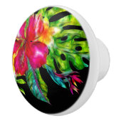 ブライトカラー熱帯フローラハイビスカス葉& セラミックノブ (右)