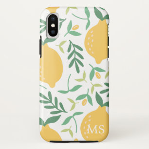 ブライトカントリーファームイエローレモンパターンモノグラム iPhone X ケース