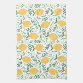 ブライトカントリーファームイエローレモンパターン キッチンタオル (縦)