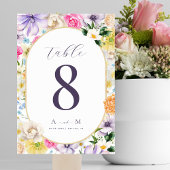 ブライトガーデンフローラシックなモノグラムエレガントな結婚式 テーブルナンバー