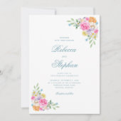 ブライトガーデンフローラパーティーウォーター結婚カラー 招待状 (正面)
