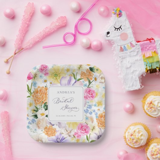 ブライトガーデンフローラ春サマーブライダルシャワー ペーパープレート (パーティー)