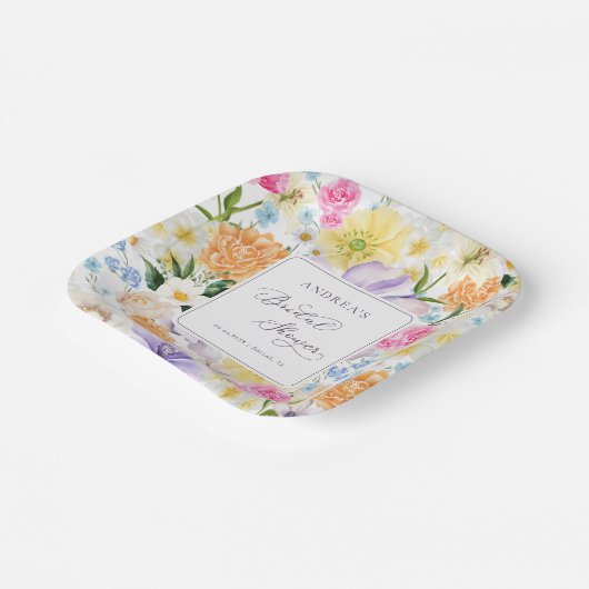 ブライトガーデンフローラ春サマーブライダルシャワー ペーパープレート (傾斜あり)