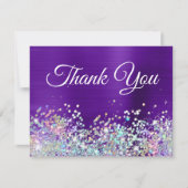 ブライトガーリーインディゴパープルフォイルホログリッター サンキューカード (正面)