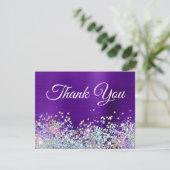 ブライトガーリーインディゴパープルフォイルホログリッター サンキューカード (スタンド正面)