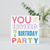 ブライトガーリーカラー10代のトゥイーンバースデーパーティー 招待状 (スタンド正面)