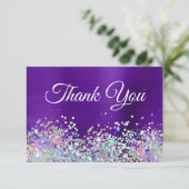 ブライトガーリーパープルインディゴフォイルホログリッター サンキューカード (スタンド正面)