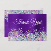 ブライトガーリーパープルインディゴフォイルホログリッター サンキューカード (正面/裏面)