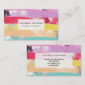 ブライトキャンディパステルウォーターカラーストライプ抽象芸術 名刺 (正面/裏面)