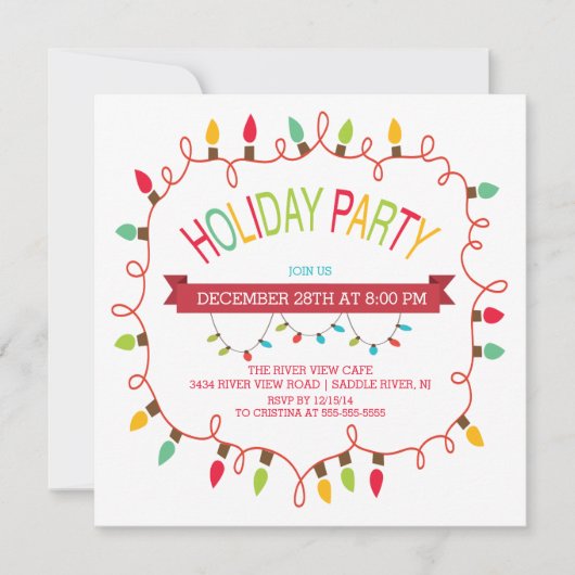 &ブライトクメリーリスマスライトホリデー招待状 招待状 (正面)