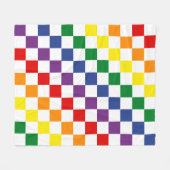 ブライトクラシックプライドレインボー市松模様にパターン フリースブランケット (正面(横))